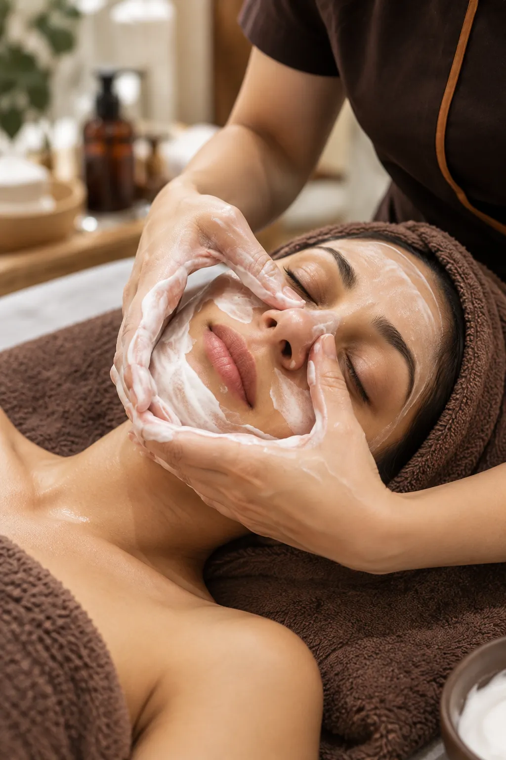 Face cleanup with a cleansing massage